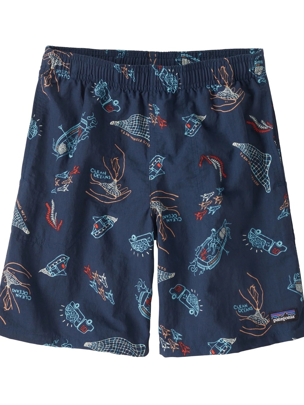 PATAGONIA BAGGIES KIDS M Tidepool Blue 7” Brief Lined Nylon Swim Short